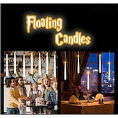 cheap Candle Lights-10/12/20 Pcs Suspended Electronic Candle Lamp Pencil Magic Wand Remote Control Halloween Christmas Party Atmosphere Decoration Lamp AAA Battery Box