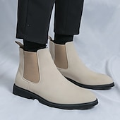 abordables Bottes de Chelsea-Bottines Chelsea blanches pour homme, idéales pour l&#039;automne et l&#039;hiver : élégantes et faciles à enfiler, idéales pour les professionnels urbains et les tenues décontractées élégantes.