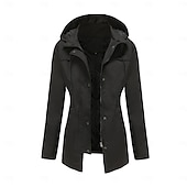 abordables veste active-Femmes Manteau Confortable Avec Poches Fermeture intégrale Mode street style Uni Extérieur Décontracté Quotidien Long À capuche Coupe régulière manche longue Vêtements d&#039;extérieur Noir Jaune Rose