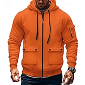economico felpe in pile-Per uomo Felpa con cappuccio Felpa con cappuccio in pile Felpa con cappuccio tattica Nero Bianco Vino Verde militare Rosso Con Cappuccio Semplice Tasca Sport &amp; Outdoor Casuale Quotidiano Streetwear