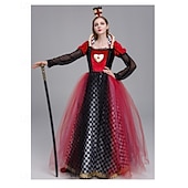 halpa Pari- ja ryhmäasut-Punainen kuningatarmekko Liisa Ihmemaassa -asu Halloween-ryhmäperheasut lapsille aikuisille naisten tyttöjen opettajille cosplay-asut naamiaiset helppo karnevaaliasu