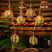 cheap Outdoor Lighting-Rattan Wire Ball Style Decorative Lantern String Lights - 10 Lights Globe Rattan Wicker Ball String Lights Indoor Outdoor Patio String Light for Home Pergola Porch Party Backyard