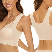 tanie Biustonosze sportowe i kamizelki-Damskie Biustonosz do jogi Stanik sportowy Bielizna Lekka odzież Oddychający Bez fiszbin Wyściełany Jednolity/zwykły kolor Sport Odzież sportowa Czarny Rumiany róż Pilates Bieganie Joga