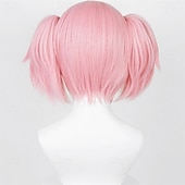 cheap Party Wigs-Cosplay Wig Pink Ponytail Wigs with Bangs Cute Lolita Pigtails Wig for Women Girls Halloween Party