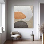 cheap Wabi Sabi-oil painting Large Handmade abstract stone orange oil painting Modern Abstract painting Geometric Composition with Warm Accents Canvas Painting for bedroom living room artwork