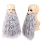 levne Paruky filmových postav-kostým starého muže, čaroděj, Gandalf, vousy a paruka, sada Ježíše, falešné šedé dlouhé syntetické vlasy, paruky na Halloween, vousy