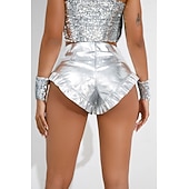preiswerte Unterteile-Retro Vintage 1980er Glänzend Metallisch Shorts Hotpants Disco Einfarbig Kostüm Damen Karnevalskostüm Karneval Club Pride Parade Pride-Monat Erwachsene Shorts