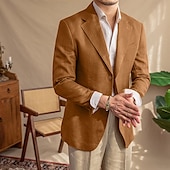 abordables Vêtements d&#039;extérieur élites pour hommes-Hommes Blazer 100% lin Veste blazer Blazer en lin Formel Mariage Noël Élégant ancien Été Printemps 100% Lin Couleur Unie Avec Poches Boutonnage simple deux boutons veste Noir Blanche Orange Vert