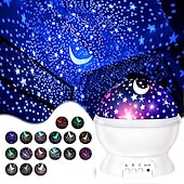 billige Julelys-nattlys for barn nebula stjerneprojektor nattlys for barn 360 graders rotasjon 12 lys fargeskiftende med USB-kabel romantiske gaver til menn kvinner barn