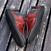 billige Sneakers til herrer-Herre Fritidssko for menn Håndlagde sko Gange Fritid Mikrofiber Bekvem Sklisikker Pustende Snøring Vin Svart Brun Sommer Vår
