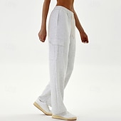 abordables Pantalones de yoga y bombachos-Mujer Pantalones casuales Pantalones deportivos cargo Con bolsillos Control de barriga Alta cintura Gimnasio Rutina de ejercicio De Deporte Prendas de abajo Color sólido Negro Verde Caqui Otoño