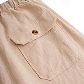 baratos Clássico-Homens Calças de linho Calças Calça verão Calças largas Calças de praia Bolsos Com Cordão Perna reta Tecido Conforto Respirável Comprimento total Diário Streetwear Moda Casual / esportivo Preto