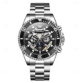 abordables Montres à quartz-OLEVS Hommes Montre à quartz Créatif Mode Décontracté Montre-bracelet Remontage automatique Phase de Lune Lumineux IMPERMÉABLE Acier Suivre