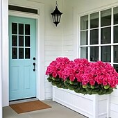 economico Piante e Fiori Artificiali-8 mazzi di fiori di geranio artificiali resistenti ai raggi UV, piante finte rosa vivaci con verde per decorazioni per interni, esterni, giardini e matrimoni.