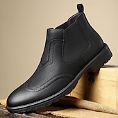 abordables Bottes de Chelsea-Homme Bottes Bottes Chelsea Marche ancien Occasionnel Britannique Cuir PU Confortable Antidérapant Chaud Bottines Mocassin Noir Marron Kaki Automne Hiver