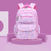 economico Zaini per Bambini e Adolescenti-Zaino scolastico stampato per bambine con ciondolo a forma di cuore con cerniera, zaino multitasche leggero e impermeabile per studenti delle scuole elementari e medie, disponibile in rosa, viola, blu e beige