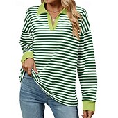 abordables Sudadera &amp; Sweatshirt-Mujer Sudadera tipo jersey Tops casuales Manga Larga Camiseta Ropa Deportiva Escote en Pico Protección Solar Resistente al Viento Al Aire Libre Ropa de deporte Ropa de Deporte Rayas Rosa oscuro Negro