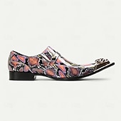 cheap Premium Leather Loafers-Men&#039;s Punk-Inspired Pink Python Print Monk Strap Shoes – Statement Dress Footwear for Stylish Men at Clubs and Special Occasions