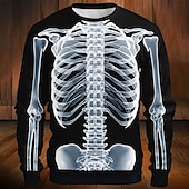 levne Halloween mikiny a svetry-Halloween Den mrtvých lebka pánská 3D kostra mikina punk párty dlouhý rukáv kulatý výstřih dovolená halloween sváteční kulatý výstřih 3D grafika podzim celá roční období designér