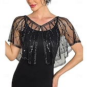 billige Sjalkappe-kvinners 1920-talls sjal sjal paljetter flapper kveldssjal for kvinner Gatsby-tilbehør til Harlem-kvelden