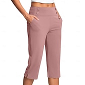 billige Vanlige leggings-Dame Bukser Fritid Treningsklær Kalv lengde Naturlig عادي Sidelommer Delt comfy Pustende Yoga- og dansesko Fritid / hverdag Sjøblå Svart Hvit Rosa Vår Høst Normal