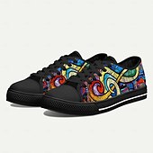 baratos Ténis para Homem-Tênis de lona com estampa abstrata colorida para homens – calçados leves e casuais com cadarço para streetwear, viagens e passeios de fim de semana