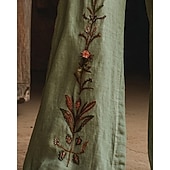  女性用 ワイドレッグ パンツ パラッツォパンツ ファッション ボヘミアン 全長 ハイウエスト フラワー ドローストリング 弾性ウエスト プリント 通気性 快適 ストリート デイリーウェア お出かけ ブルー グリーン ベージュ 春 秋 レギュラー