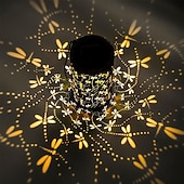 tanie zewnętrzne lampki choinkowe-Świąteczne solarne lampiony ważek ogrodowych wodoodporne metalowe lampy wiszące na patio trawniku ścieżce podjazdowej prezenrty np. dla kobiet matek babć