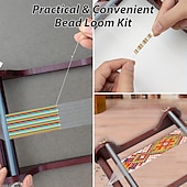cheap DIY Art-Wooden Bead Loom Kit 10*8*2.7inch Jewelry Making Bead Tools includes Threads Tweezers Beads Jewelry Making Tool Use to Create Bracelets Necklaces Belts and More