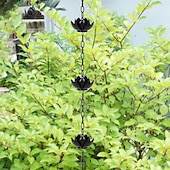 baratos Produtos de limpeza-Corrente coletora de chuva de lótus dourada de 47 polegadas para calhas externas com adaptador para fluxo de água eficiente &amp;Protetor de calha anti-respingos para decoração de jardim, drenagem de