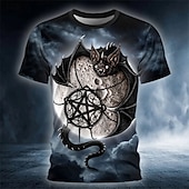 abordables Camisetas de Halloween-Halloween Hombre Horror gótico Ángel y diablo Camiseta Manga Corta Camiseta Impresión 3D Cuello Barco Camisa Exagerado Design Horror Calle Casual Diario Negro 1 Negro Rojo Verano Primavera Todas las