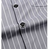 cheap Men&#039;s Pajamas-Men&#039;s Sleepwear Pajama Set Pajama Top and Pant 1 set Stripe Fashion Stylish Classic Home Daily Bed Polyester Comfort Soft Breathable Lapel Long Sleeve Shirt Pant Elastic Waist Buttons Spring Fall