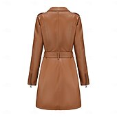 cheap Winter Coats-Women&#039;s Coat Windproof Comfortable Pocket Full Zip Fashion Street Style Plain Outdoor Casual Daily Long Turndown Regular Fit Long Sleeve Outerwear Black Burgundy Camel Fall Winter