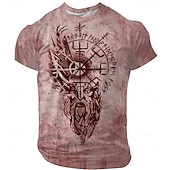  Hombre Vikingo Camiseta Manga Corta Camiseta Impresión 3D Cuello Barco Camisa Retro Antiguo Gótico Calle Casual Diario Negro Rojo Azul Piscina Verano Primavera Todas las Temporadas Ropa S M L XL XXL