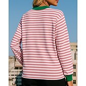 abordables Sudadera &amp; Sweatshirt-Mujer Sudadera tipo jersey Tops casuales Manga Larga Camiseta Ropa Deportiva Escote en Pico Protección Solar Resistente al Viento Al Aire Libre Ropa de deporte Ropa de Deporte Rayas Rosa oscuro Negro