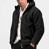 economico Felpa con cappuccio in pile-Per uomo Felpa con cappuccio Felpa con cappuccio a zip intera Felpa con cappuccio e zip corta Felpa con cappuccio in pile Nero Blu marino Beige Grigio Con Cappuccio Semplice Patchwork Cerniera Tasca