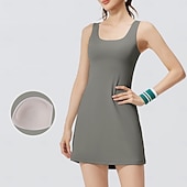 olcso Női ruha-Női Egyszínű Teniszruha Teniszszoknyák rövidnadrággal 1 darab Ujjatlan Sportos Csökkenti a kopást Rugalmas Profesionalni Tenisz Futás Fitnesz Pántos U-alakú Szoknyák Ruhák Fekete Fehér Szürke Spandex