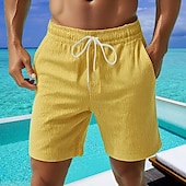 cheap Casual Shorts-Men&#039;s Shorts Summer Shorts Casual Shorts Corduroy Shorts Pocket Elastic Waist Drawstring Plain Comfort Breathable Short Outdoor Vacation Sport Casual Black White Micro-elastic
