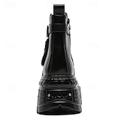 economico Stivali da motociclista-stivali da combattimento con fibbia a rivetto nera da uomo – stivaletti allacciati con plateau gotico per concerti, stile motociclista ed eventi punk