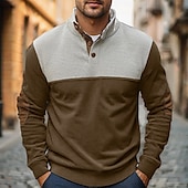 billige Basic gensere-Herre Genser Polo genser Svart Rød Navyblå Brun Grå Polokrage Fargeblokk Lapper Fargeblokk Sport &amp; Utendørs Avslappet Daglig Gatemote Kul Designer Alle årstider Klær Gensere Gensere