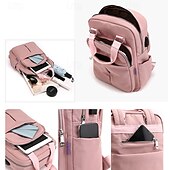 abordables Sacs à dos de Collège-Femmes Sac à Dos Cartable Sac à Dos Fonctionnel Sac à dos scolaire École Quotidien Voyage Nylon Réglable Léger Fermeture éclair Gris foncé Noir Rose Claire