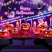 voordelige halloween wandtapijten-Halloween Blacklight Wandtapijt Schattig Spook Pompoen UV Reactief Glow in the Dark Bos Trippy Berg Mistige Begraafplaats Spook Hengende Wandtapijt Wanddecoratie Muurschildering voor Woonkamer