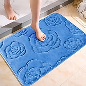 preiswerte Teppiche &amp; Matten &amp; Teppiche-Saugfähige Badematte mit Rosenprägung – rutschfester Badezimmerteppich, ultraweicher Komfort, gestricktes Polyester, leicht, waschbar, für Eingangsbereich oder Schlafzimmer, maschinenwaschbarer Teppich für den Innenbereich