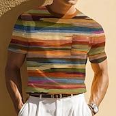 preiswerte T-Shirts für Herren mit 3D-Druck-Herren Geometrisch Horizontale Streifen Waffelhemd Kurzarm T-Shirt Druck Rundhalsausschnitt Hemd Mode Täglich Designer Straße Lässig Täglich Blau Braun Grün Sommer Frühling Bekleidung S M L XL XXL