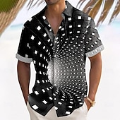 voordelige Geometrisch patroon-Voor heren 3D Print Raster / Plaid Overhemd Zomer overhemd Overhemd met knopen Korte mouw Mode-casual Buiten Vakantie Dagelijks gebruik Zomer Lente Strijkijzer 3D-afdrukken shirts met kraag Voorste