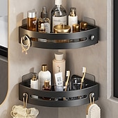 economico Gadget bagno-Mensola triangolare per bagno in ABS grigio canna di fucile, senza foratura, portaoggetti angolare per doccia, supporto da parete per WC, lavandino, mobiletto per lavabo, organizer per bagno