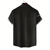 preiswerte Vintage Hemd-Herren Cross Kostüme Shirt Sommer Shirt Button Up Shirt Kurzarm Dunkel Punk Gothic Stil Urlaub Streetwear Sommer Umgeschlagen 3D Druck Leinenähnliches Shirt Schwarz