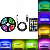 abordables Lampes encastrées led-Bande lumineuse LED pour téléviseur, rétroéclairage LED de 5 m, pour téléviseur de 45 à 75 pouces, synchronisation musicale avec fonction Bluetooth - Bande lumineuse RVB à changement de couleur pour