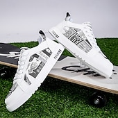 abordables Baskets-Homme Basket Marche Occasionnel Cuir PU Confortable Antidérapant Respirant À lacets Blanc + Noir Blanc / Jaune Rose / Blanc Été Printemps
