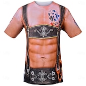 olcso pólók-Októberi fesztivál Lederhosen nyomtatás Póló bajor München Német Grafikus Kompatibilitás Férfi Felnőttek Farsang Októberi fesztivál 3D nyomtatás Parti Alkalmi / Napi